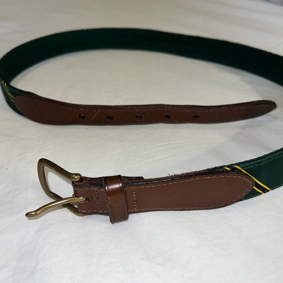 Polo by Ralph Lauren Green Belt with Bear and Yellow Stripes - Picture 7 of 8